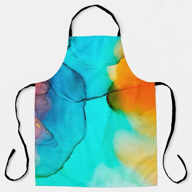 Teil der alkoholfarbenen Malerei, Makro-Foto, abst Schürze (Vorderseite)