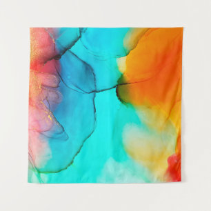 Teil der alkoholfarbenen Malerei, Makro-Foto, abst Wandteppich