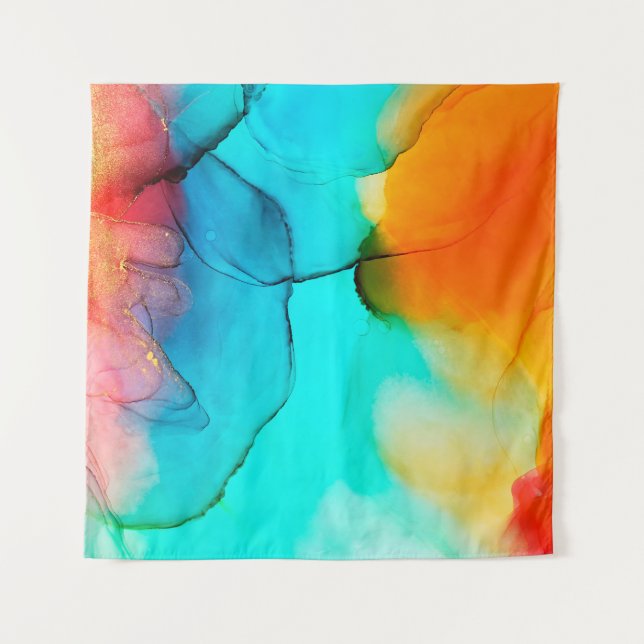 Teil der alkoholfarbenen Malerei, Makro-Foto, abst Wandteppich (Vorderseite)