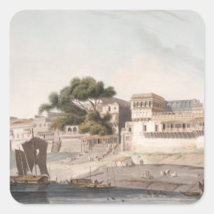 Teil der Stadt Patna, am Ganges, PL Quadratischer Aufkleber