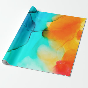 Teil einer Alkohol-Tinte-Malerei, Makrofoto, abstr Geschenkpapier