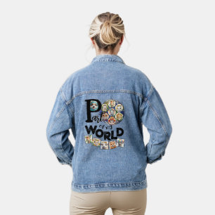 Teil meiner Welt Erde Planet Süße Tiere Text Jeansjacke