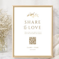 Teile die Liebe, Elegantes goldenes Hochzeits-QR-C