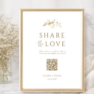 Teile die Liebe, Elegantes goldenes Hochzeits-QR-C Poster