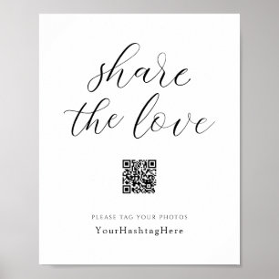 Teile die Liebe Hochzeits-Hashtag-Schild Elegant Poster
