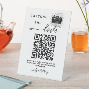 Teile die Liebe Hochzeitsfoto-Teile QR-Code-Schild Sockelschild