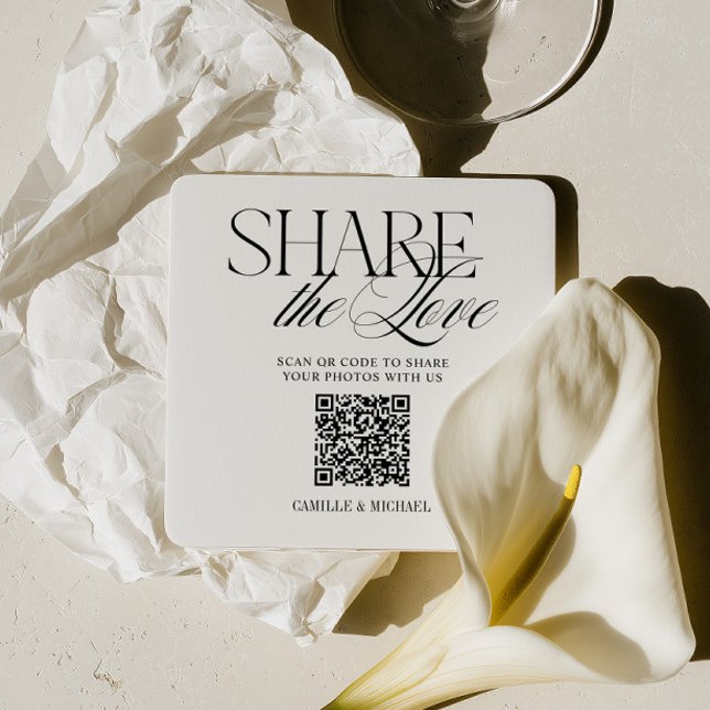 Teile die Liebe QR-Code-Hochzeitsuntersetzer Rechteckiger Pappuntersetzer (Share the Love QR Code Wedding Coaster)