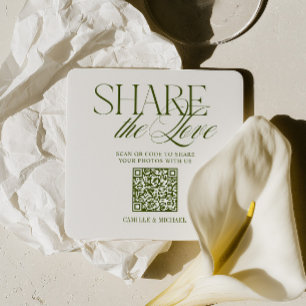 Teile die Liebe QR-Code Olivgrüne Hochzeit Rechteckiger Pappuntersetzer