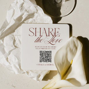 Teile die Liebe QR-Code Tiefes Terrakotta-Rot Hoch Rechteckiger Pappuntersetzer