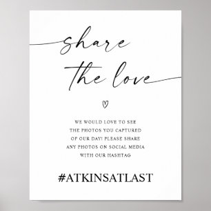 Teile die Liebe Social Media Hochzeit Hashtag Poster