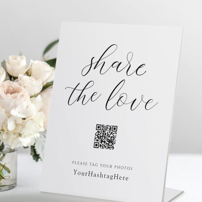 Teile die Liebe | Wedding Hashtag Signature Elegan Sockelschild (Von Creator hochgeladen)