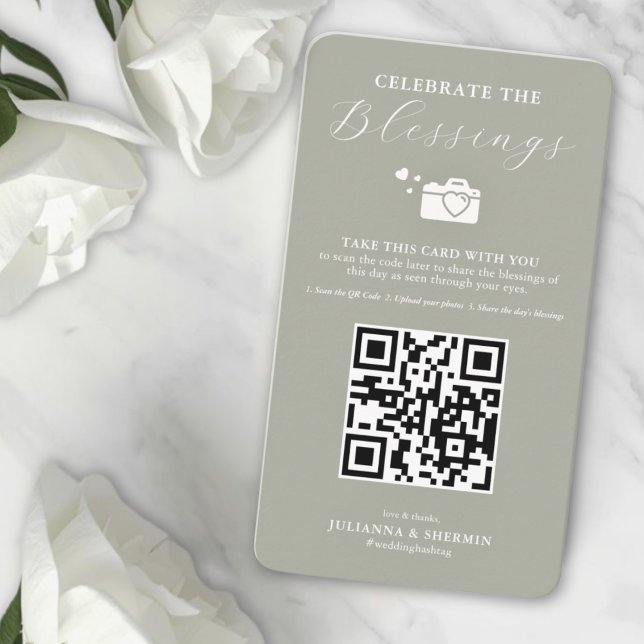 Teile die Segnungen Foto Sharing Karte (Photo Sharing QR Code Wedding Day Card)
