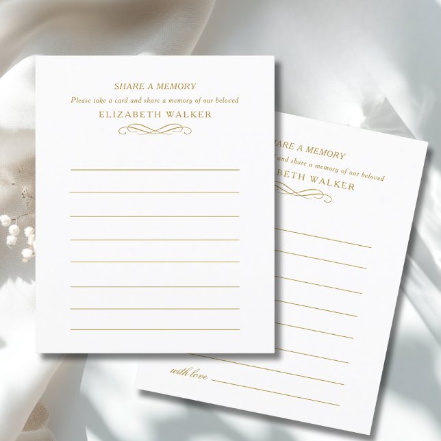 Teile eine Erinnerung Trauerfeier Teilnahme (Share a Memory Funeral Service Attendance Card)