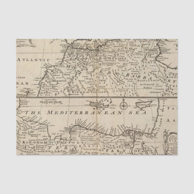 Teile von Barbary, Afrika Seidenpapier (Vorderseite)