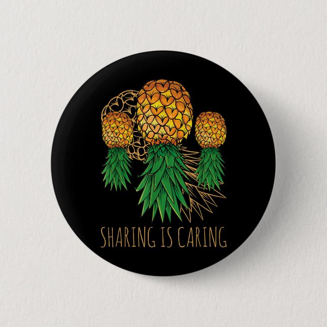 Teilen Ist Kümmern Ananas Hawaii Frucht Sommer Button (Vorderseite)