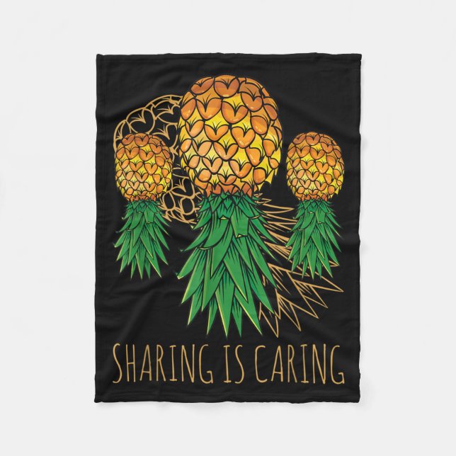 Teilen Ist Kümmern Ananas Hawaii Frucht Sommer Fleecedecke (Vorderseite)