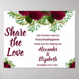 Teilen Sie das RedFlower-Zeichen der Liebe Social  Poster