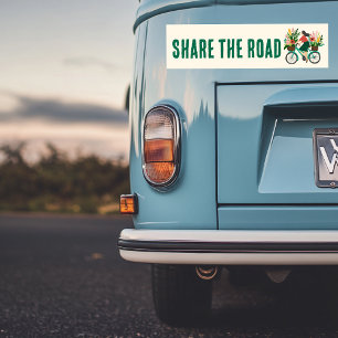 TEILEN SIE DAS STRASSENBikemädel mit Blume Fahrrad Autoaufkleber