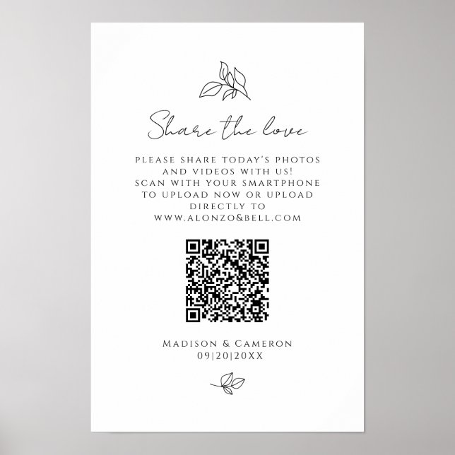 Teilen Sie die Liebe QR Code Wedding Party Foto Bl Poster (Vorne)
