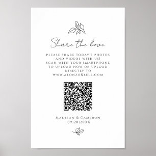 Teilen Sie die Liebe QR Code Wedding Party Foto Bl Poster