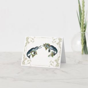 Teilen Sie die Liebe Vintage-Delfin-Weihnachtskart Feiertagskarte