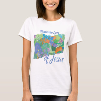Teilen Sie die Liebe - von Jesus mit meinem Blumen T-Shirt