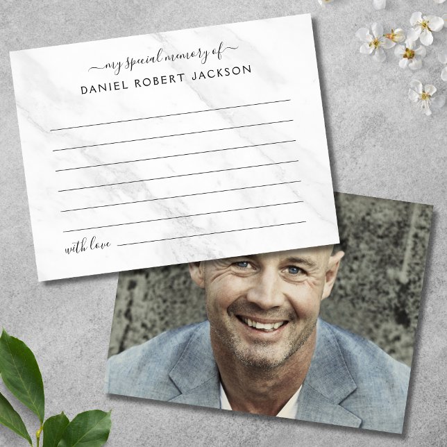 Teilen Sie ein Foto-Beerdigung mit weißem Marmor Postkarte (Photo Share A Memory Card)