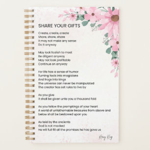 Teilen Sie Ihre Geschenke Inspiration Empowerment Planer