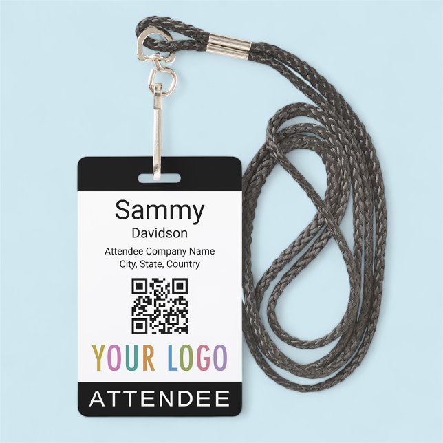 Teilnahme am Abzeichen Konferenz QR-Code Logo Schw Ausweis (MISOOK Attendee Badge with QR Code and Logo Black)