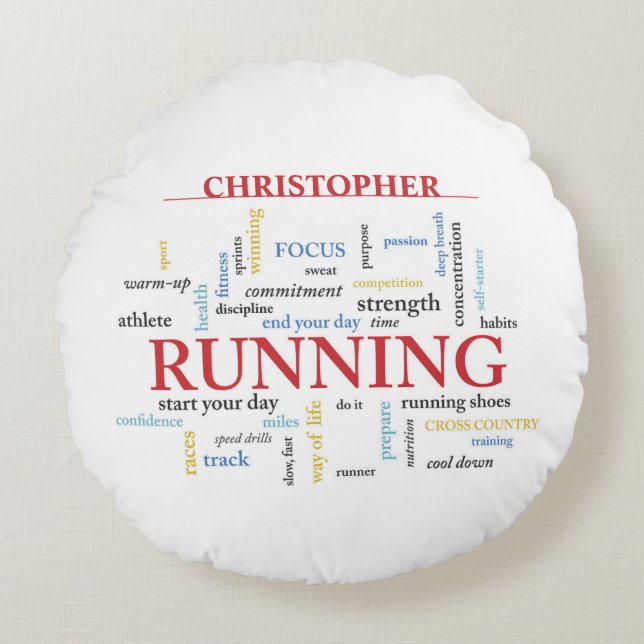 Teilnehmer mit Personalisierten Worten Rundes Kissen (Vorderseite)