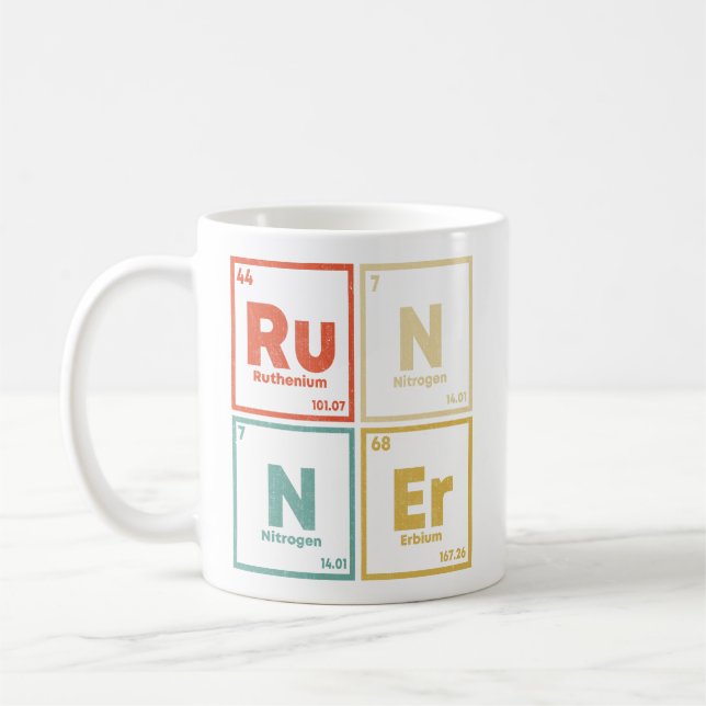 Teilnehmer Periodic Table Marathon Runners Science Kaffeetasse (Links)