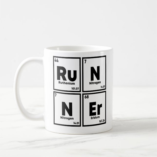 Teilnehmer Periodic Table Marathon Runners Science Kaffeetasse (Links)