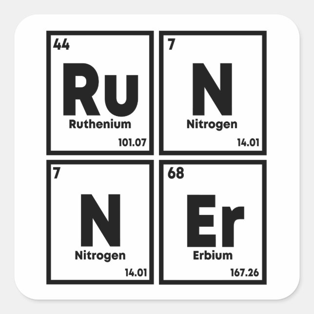 Teilnehmer Periodic Table Marathon Runners Science Quadratischer Aufkleber (Vorderseite)