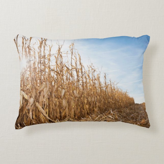 Teils geerntetes Mais-Feld Dekokissen (Vorderseite)