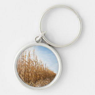 Teils geerntetes Mais-Feld Schlüsselanhänger