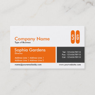 Teilte Band - orange und dunkelgrau - Initialen Visitenkarte