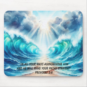 Teilungs Szene des Roten Meeres mit Bibelvers Mousepad