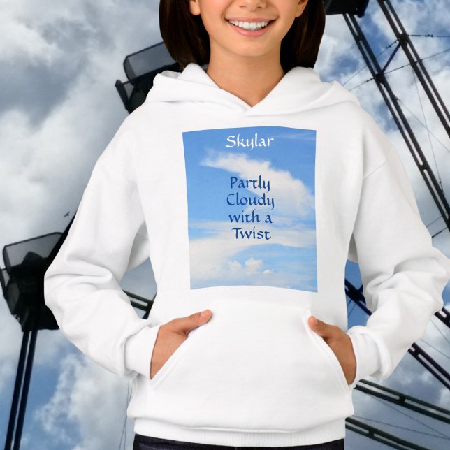 Teilweise wolkige Drehung Blau und Weiß Personalis Hoodie (Von Creator hochgeladen)