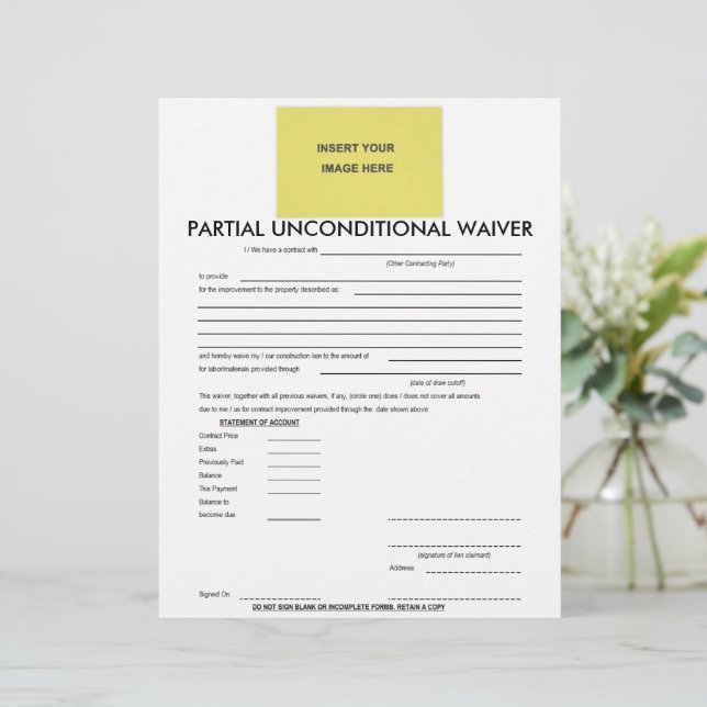 Teilweises, bedingungsloses Löschformular (Stehend Vorderseite)