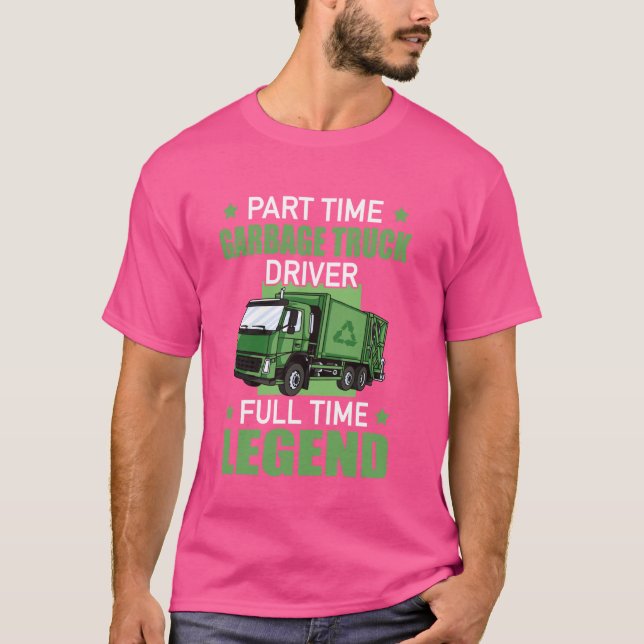 Teilzeitfahrer Müllwagen Vollzeitleder T-Shirt (Vorderseite)