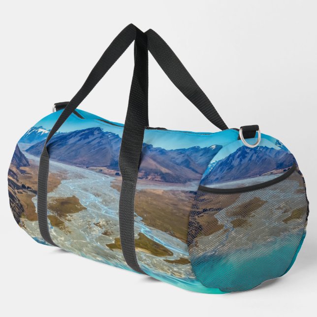 Tekapo-See und Südalpen, Neuseeland Duffle Bag (Rechte Ecke)