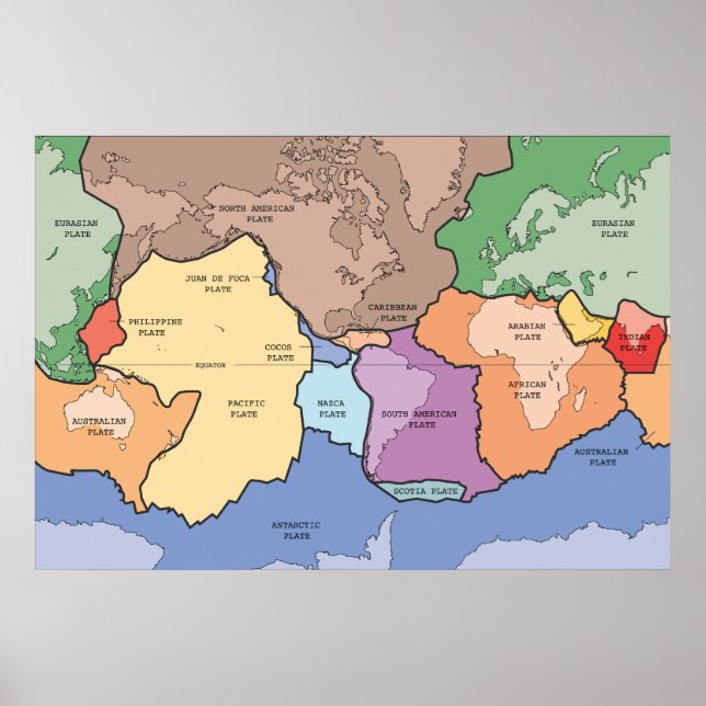 Tektonische Teller des Erddiagramms Poster (Vorne)