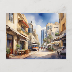 Tel Aviv Aquarellkunst Postkarte