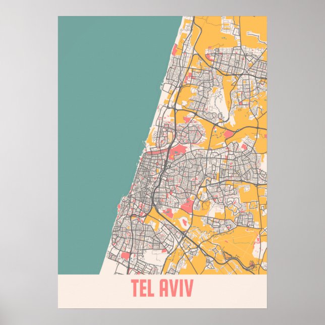 Tel Aviv - Israel Chalk City Map Poster (Vorne)