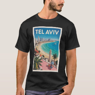 Tel Aviv Israel Illustration Reise Kunst Vintage T-Shirt