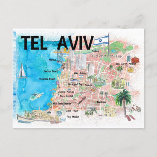 Tel Aviv Israel Illustriert Karte mit Straßen