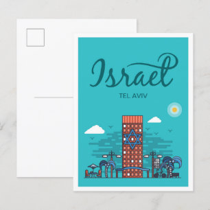 Tel Aviv Israel Kunst Reise Illustration Postkarte