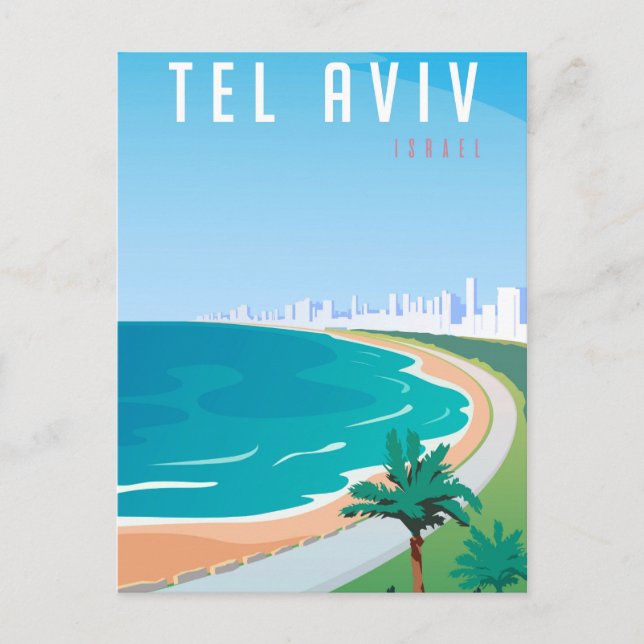 *~* Tel Aviv Israel Postcard Blue City Palm Postkarte (Vorderseite)