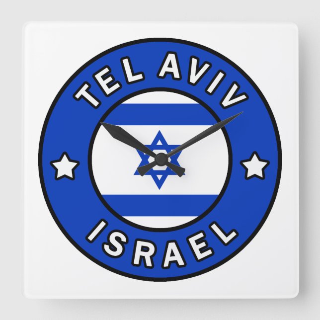 Tel Aviv Israel Quadratische Wanduhr (Vorderseite)