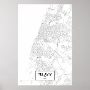 Tel Aviv, Israel (schwarz auf weiß) Poster